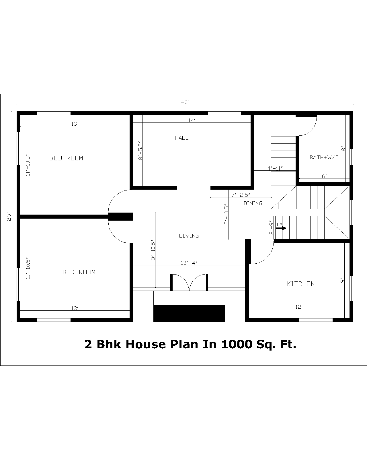 2 Bhk House Plan In 1000 Sq. Ft. | 2 Bhk Gharka Naksha In 1000 Sq. Ft.