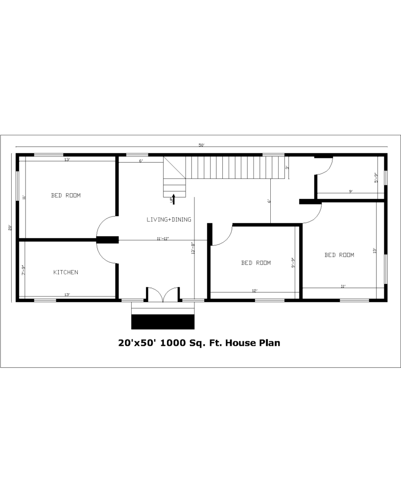 20'x50' 1000 Sq. Ft.House Plan