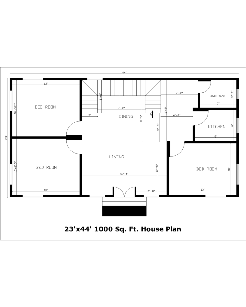 23'x44' 1000 Sq. Ft.House Plan
