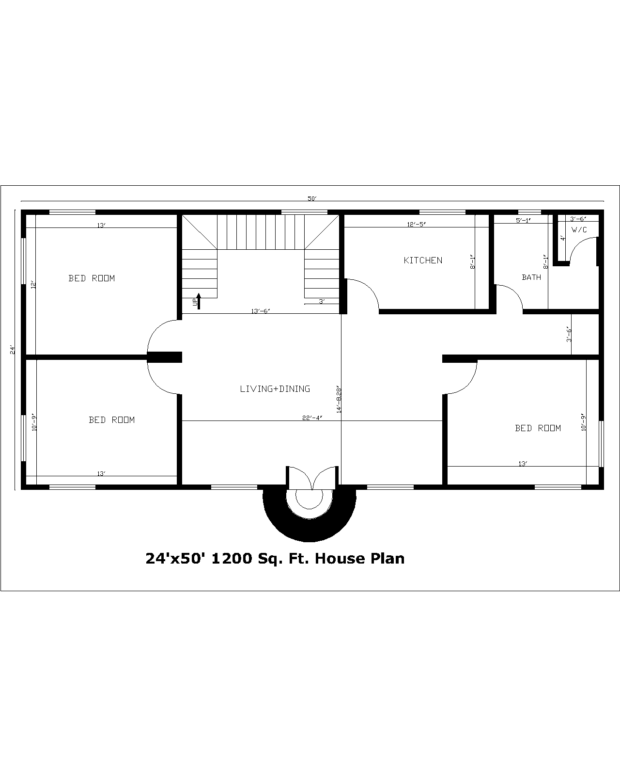 24'x50' 1200 Sq. Ft.House Plan