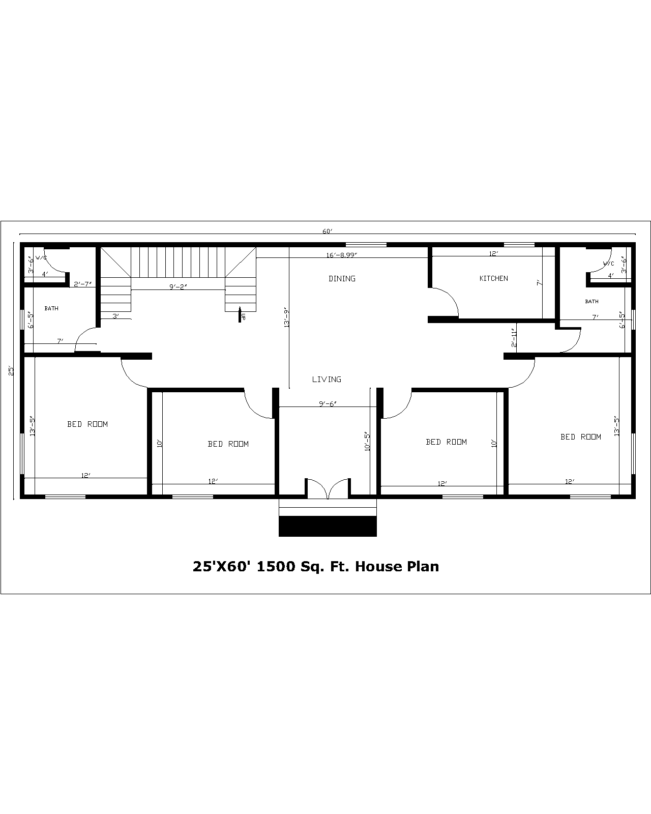 25'X60' 1500 Sq. Ft. House Plan | 25'X60' 1500 Sq. Ft. Gharka Naksha