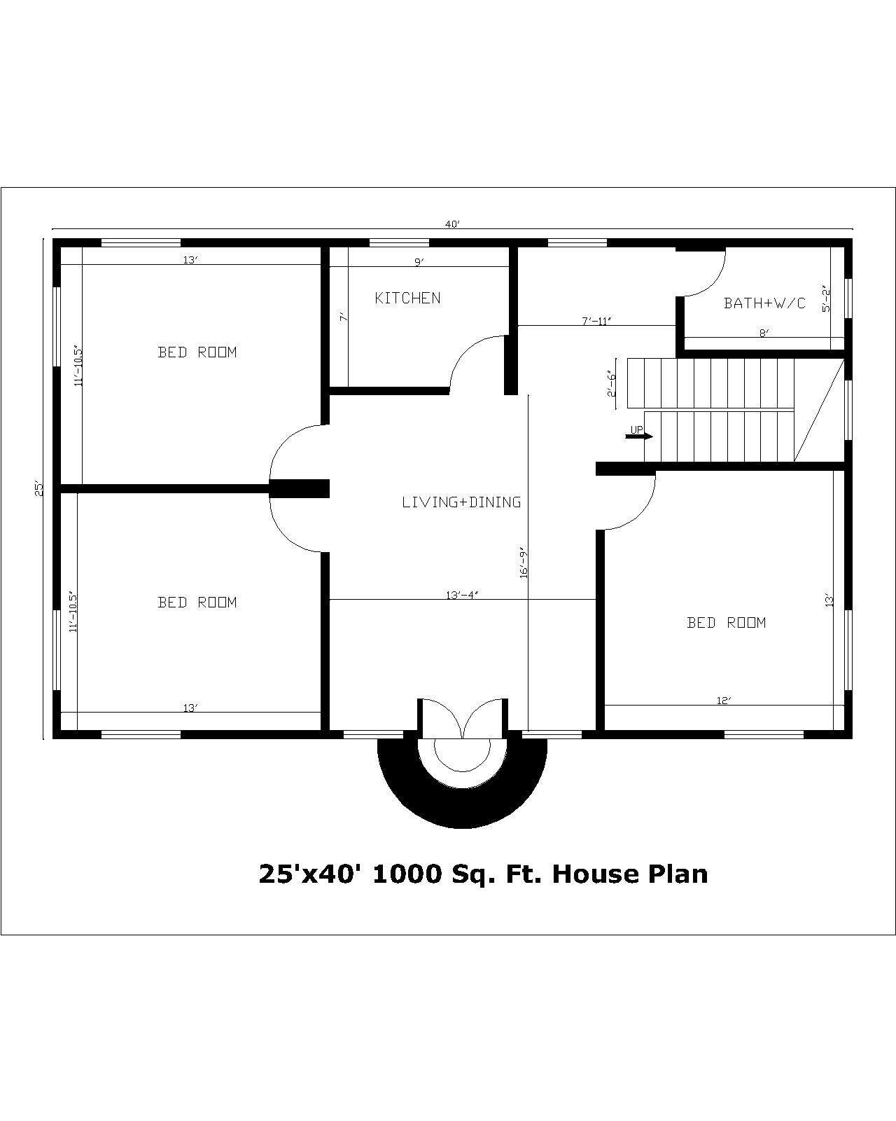 25'x40' 1000 Sq. Ft. House Plan | 25'x40' 1000Sq. Ft. Gharka Naksha