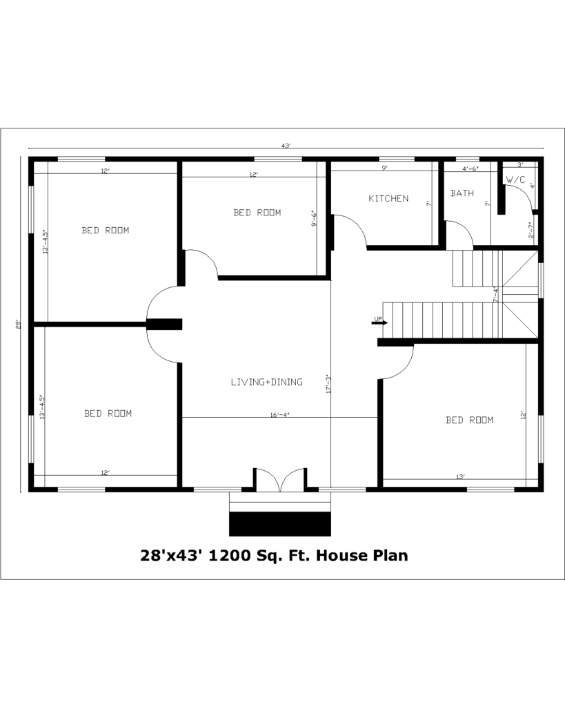 28'x43' 1200 Sq. Ft.House Plan