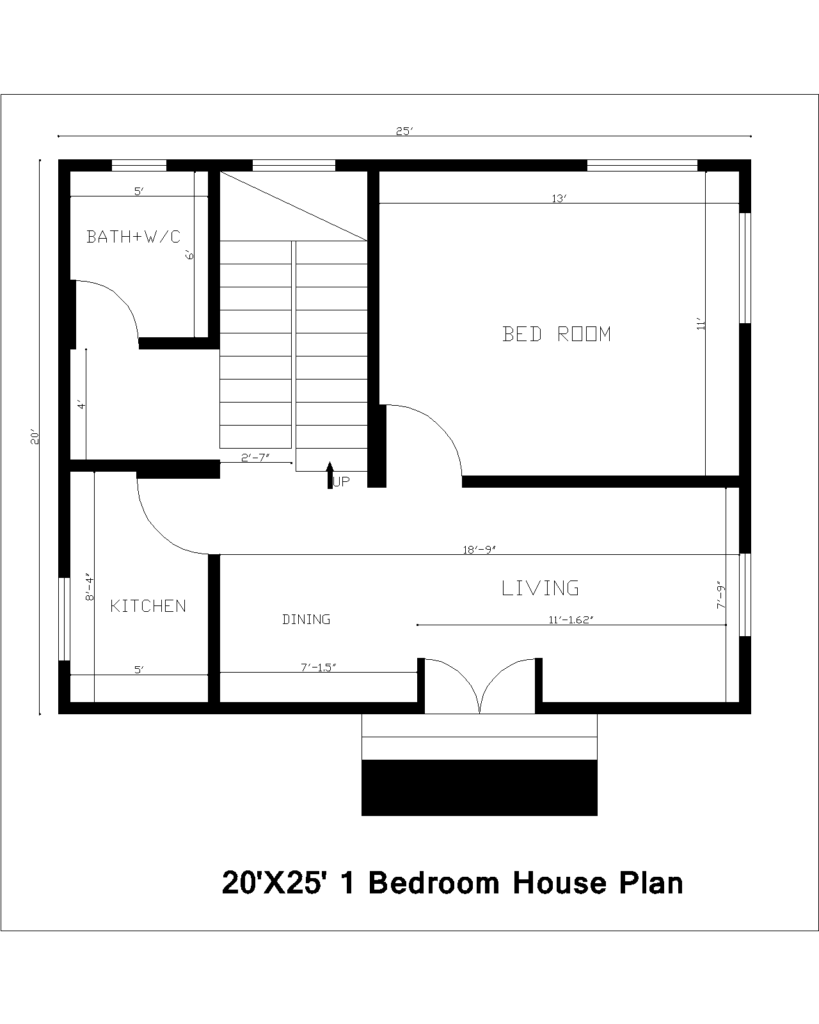 20'X25' 1 Bedroom House Plan