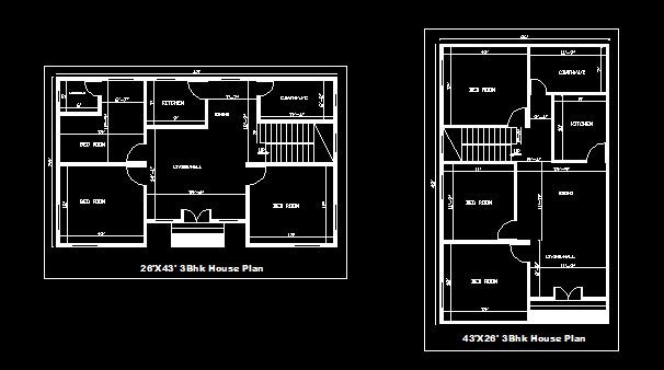 26X43 3Bhk House Plan 43X26 3Bhk House Plan Download Plan PDF
