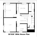 26’X28′ 3Bhk House Plan | 28’X26′ 3Bhk House Plan | Download Plan PDF
