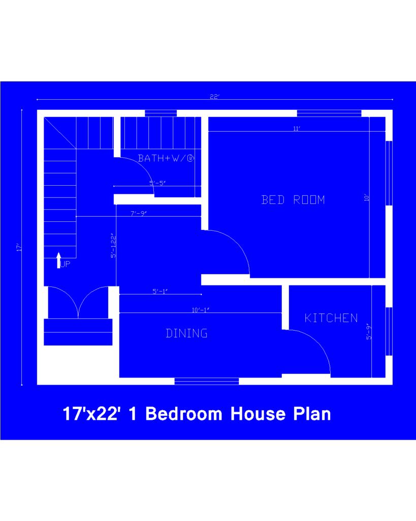 17'X22' 1 Bedroom House Plan