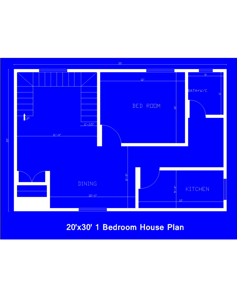 20'x30' 1 Bedroom House Plan