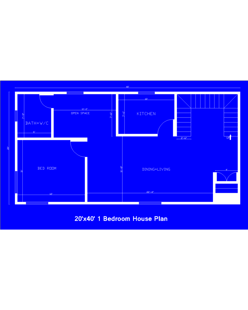 20'x40' 1 Bedroom House Plan 