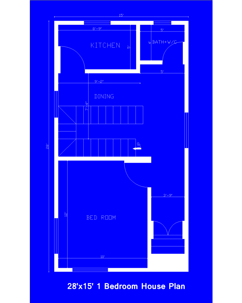 28'x15' 1 Bedroom House Plan