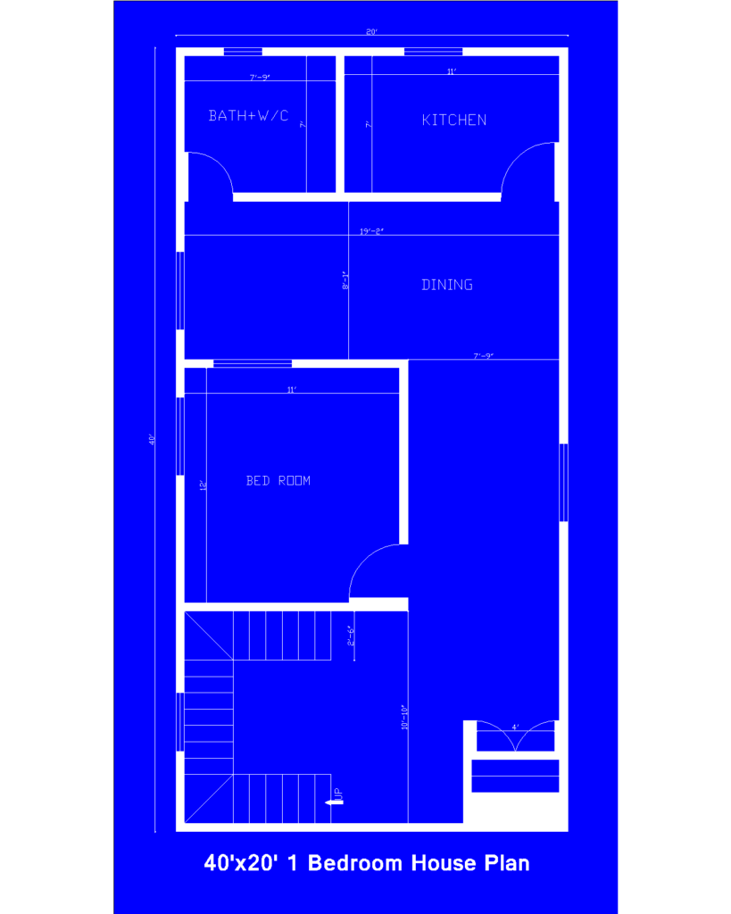 40'x20' 1 Bedroom House Plan